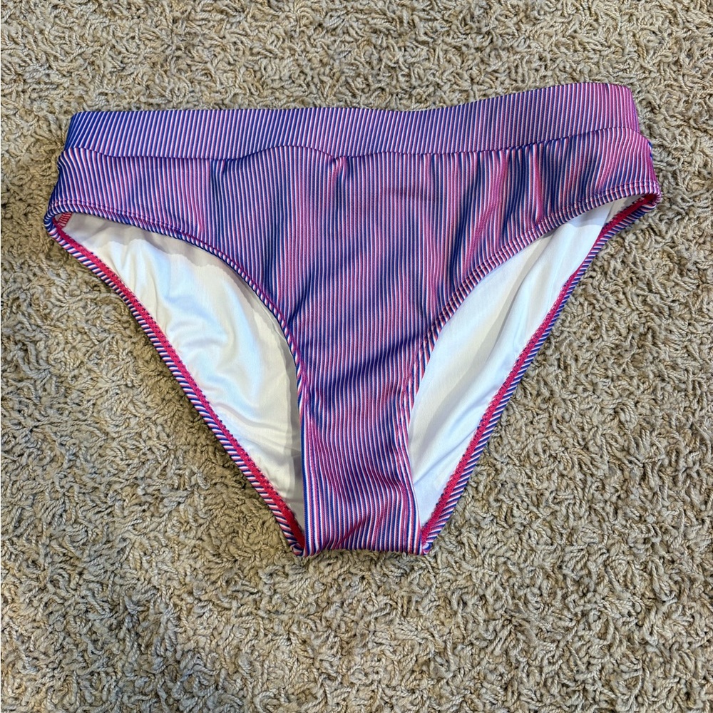Cupshe Pink and Blue Striped Bikini Bottom